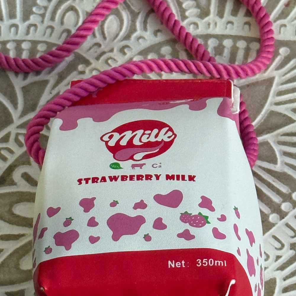 Strawberry Milk Carton Bag